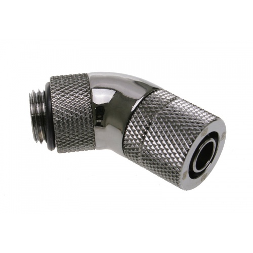 Bitspower 45 Degree Connector 1/4 inch on 11/8mm - Rotating, Shiny Black