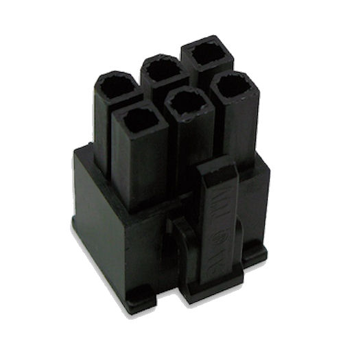 6 Pin Square Female VGA Power Connector - Black