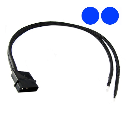 XSPC Twin Wired Blue 3mm LEDs with 4Pin - Black - 30cm