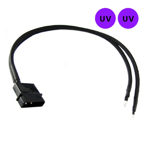 XSPC Twin Wired UV 5mm LEDs with 4Pin - Black - 30cm