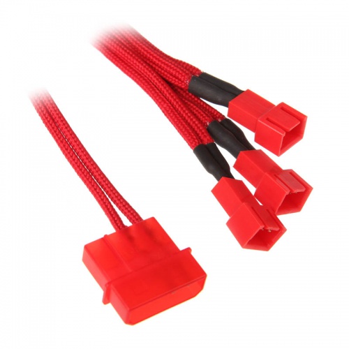 BitFenix 4pin Molex to 3x 3pin Molex adapter 5V 20cm - sleeved red / white