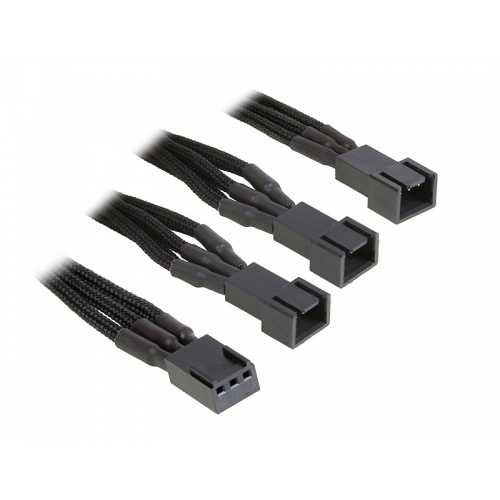 BitFenix 3-pin to 3 x 3-pin adapter 60cm - sleeved black / black