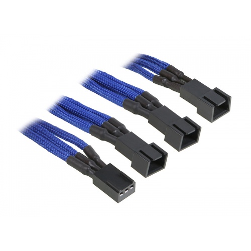 BitFenix 3-pin to 3 x 3-pin adapter 60cm - sleeved blue / black