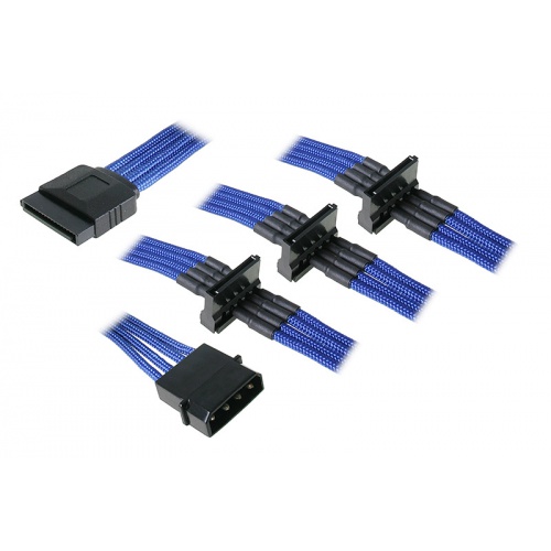 BitFenix Molex to SATA Adapter 4x 20 cm - sleeved blue / black