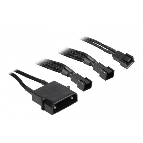 BitFenix 3x Molex to 3 pin adapter 7V 20cm - sleeved black / black