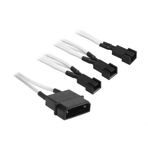 BitFenix 3x Molex to 3 pin adapter 7V 20cm - sleeved white / black