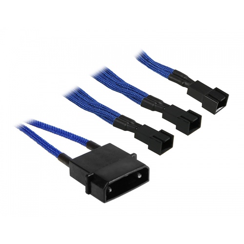 BitFenix 3x Molex to 3 pin adapter 7V 20cm - sleeved blue / black