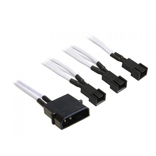 BitFenix 3x Molex to 3 pin adapter 5V 20cm - sleeved white / black