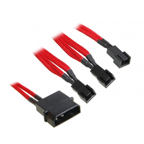 BitFenix 3x Molex to 3 pin adapter 5V 20cm - sleeved red / black