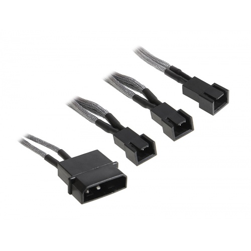 BitFenix 3x Molex to 3 pin adapter 5V 20cm - sleeved silver / black