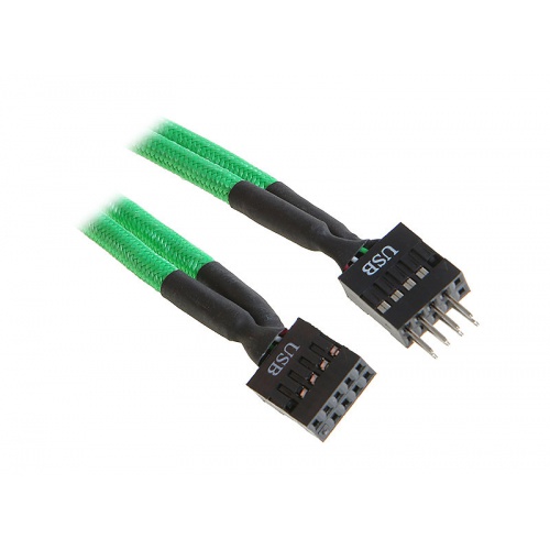 BitFenix internal USB extension 30cm - sleeved green / black