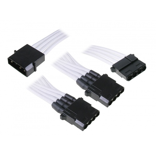 BitFenix Molex to 3x Molex adapter 55cm - sleeved white / black