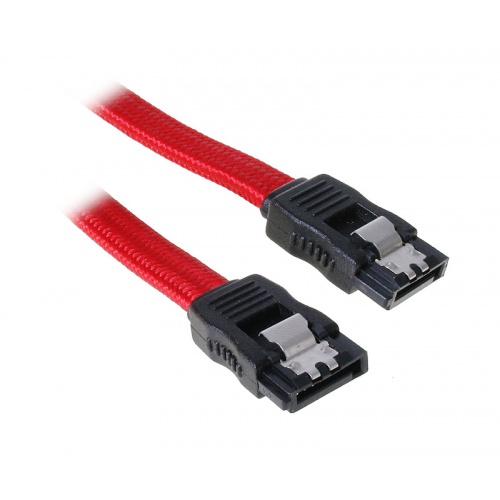 BitFenix SATA 3 Cable 30cm - sleeved red / black