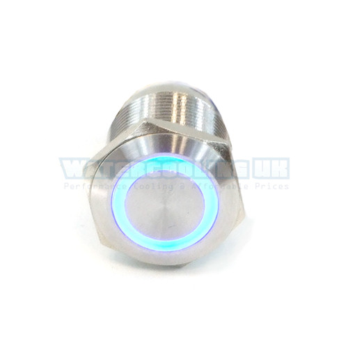 Push-Button 19mm Stainless Steel, Blue Ring Lighting 6pin