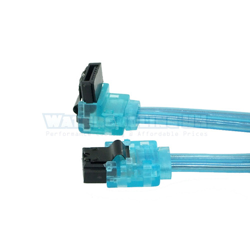 mod/smart SATA III tv cable 60cm angled connectort. UV Blue.  with safety latch