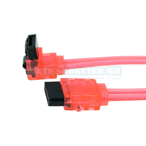 mod/smart SATA III tv cable 25cm one angled connectors. UV Red. with safety latch