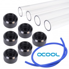 View Alternative product WCUK Spec Alphacool 16mm PETG Hard Tube, Black Fittings and Cord Pack - Clear