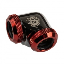 View Alternative product BitsPower Adapter 90 degrees 12mm AD hardtube to 12mm AD hardtube - glossy black / red