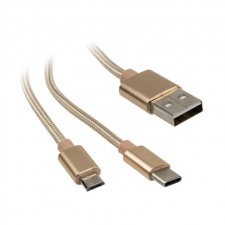 View Alternative product Akasa 2 in 1 USB 2.0 cable type A to Micro-B and type C - 1m, gold