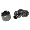 16/10mm compression fitting 90- revolvable G1/4 - knurled - black nickel