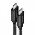 AXAGON BUCM-CM10AB USB-C to USB-C 2.0 Cable, 1.5m, PD 60W, 3A, Braided - Black