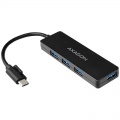 AXAGON HUE-G1C Superspeed USB-C Slim Hub, 4x USB 3.0 - 14cm, black