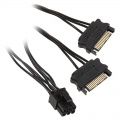 Adapter 2x 15-pin SATA to 1x 6-pin PCIe, black