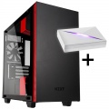 NZXT H400i Micro ATX Enclosure - Black / Red Window + HUE + RGB LED Controller - White