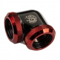BitsPower Adapter 90 degrees 16mm AD hardtube to 16mm AD hardtube - glossy black / red