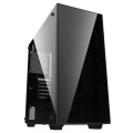 CIT Crusader Black Mid-Tower Temp Glass Side and Front Rainbow RGB 3 pin hub