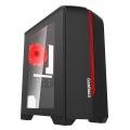 Game Max Centauri Black Red Gaming Case 2 x 15 Red LED Fans Side Window