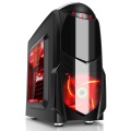 Game Max Nero Black MATX Case with Front 12cm Red LED Fan USB3 and Side Window