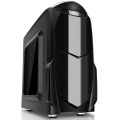 Game Max Nero Black MATX Case with Front 12cm Red LED Fan USB3 and Side Window