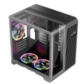 1st Player RT5 Micro ATX Tempered Glass Pannel Case with 3x RGB Fans - Black