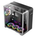 1st Player RT7 ATX Tempered Glass Panel Case with 4x RGB Fans - Black