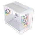 1st Player UV6 Micro ATX Case with U-Shaped Panoramic Panel and 3x RGB Fans - White