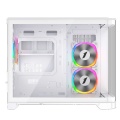 1st Player UV6 Micro ATX Case with U-Shaped Panoramic Panel and 3x RGB Fans - White