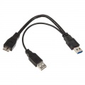 InLine 0.2m USB 3.0 Y-cable, 2x A to Micro B - black