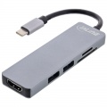Inline Multifunction hub USB 3.2, 2x USB-A, HDMI, card reader