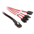 InLine SAS-Connection cable (OCF), 1x Mini-SAS - 4x SATA, 0,75m - red
