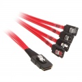 InLine SAS-Connection cable (OCR), 1x Mini-SAS - 4x SATA, 0,5m - red