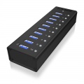 ICY BOX IB-AC6110 HUB, 10x USB 3.0, incl.power supply, aluminum housing, black