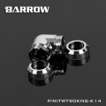 Barrow 14mm OD - Twin Seal Hard Tube 90 Degree Compression Fitting - Shiny Silver