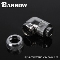 Barrow G1/4 Male Rotary to 90 Degree, 12mm Hard Tube Compression Fitting - Shiny Silver