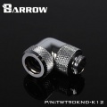 Barrow G1/4 Male Rotary to 90 Degree, 14mm Hard Tube Compression Fitting - Shiny Silver