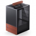 Jonsbo T6 PC Case, Mini-Tower, Mini-ITX, Tempered Glass, Wood - Black