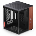 Jonsbo TK-0 PC Case, Mini-Tower, Mini-ITX, Tempered Glass, Wood - Black