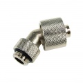 16/10mm Compression Fitting 45- Rotary G1/4 - Knurled - Silver Nickel