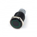 Push-Button 16mm Aluminum Black Green Ring Lighting 5pin