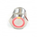 Push-Button 19mm Stainless Steel, Red Ring Lighting 6pin